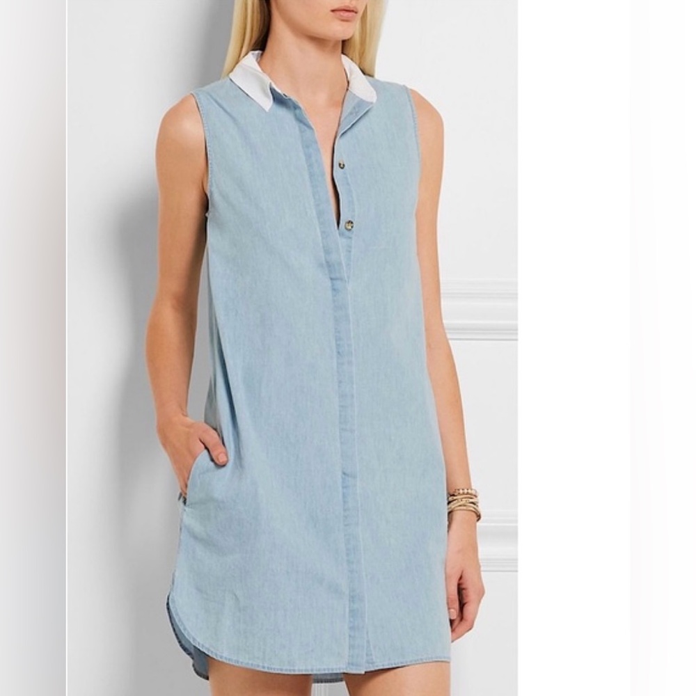 Equipment Chambray Blue Lanie Sleeveless Dress